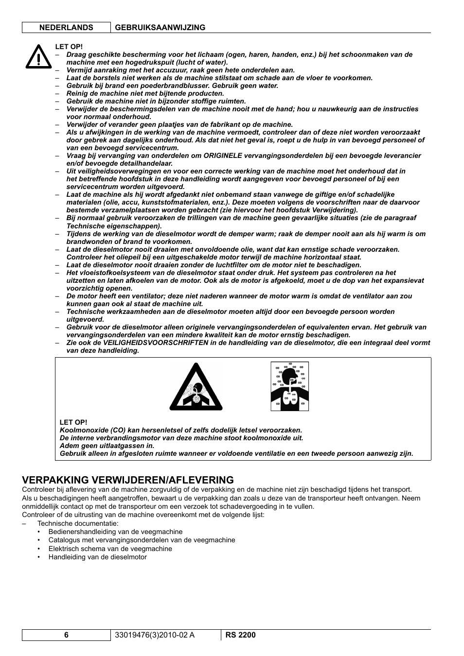 Verpakking verwijderen/aflevering | Nilfisk-ALTO RS 2200 User Manual | Page 178 / 224