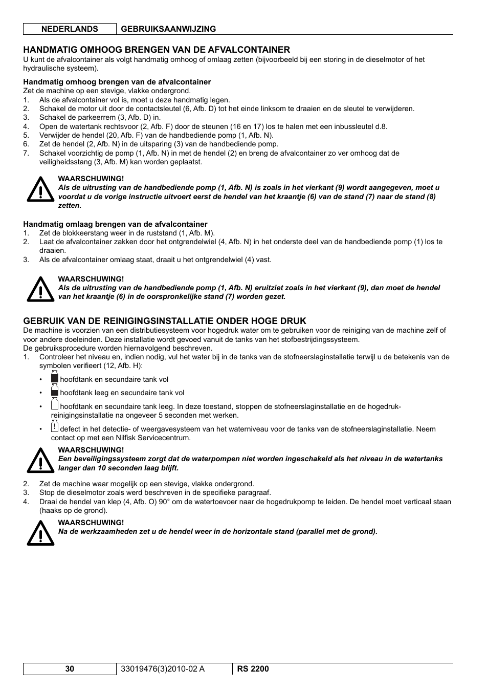 Nilfisk-ALTO RS 2200 User Manual | Page 202 / 224