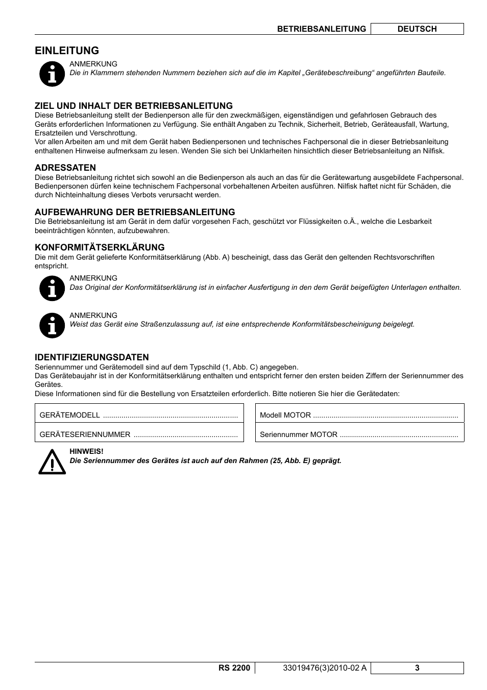 Einleitung | Nilfisk-ALTO RS 2200 User Manual | Page 25 / 224