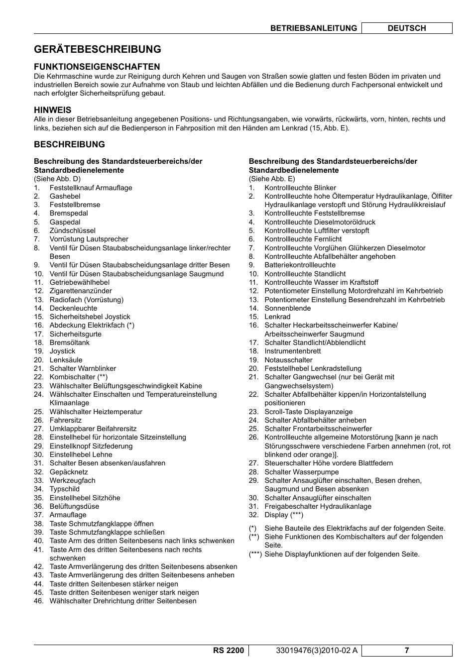 Gerätebeschreibung | Nilfisk-ALTO RS 2200 User Manual | Page 29 / 224