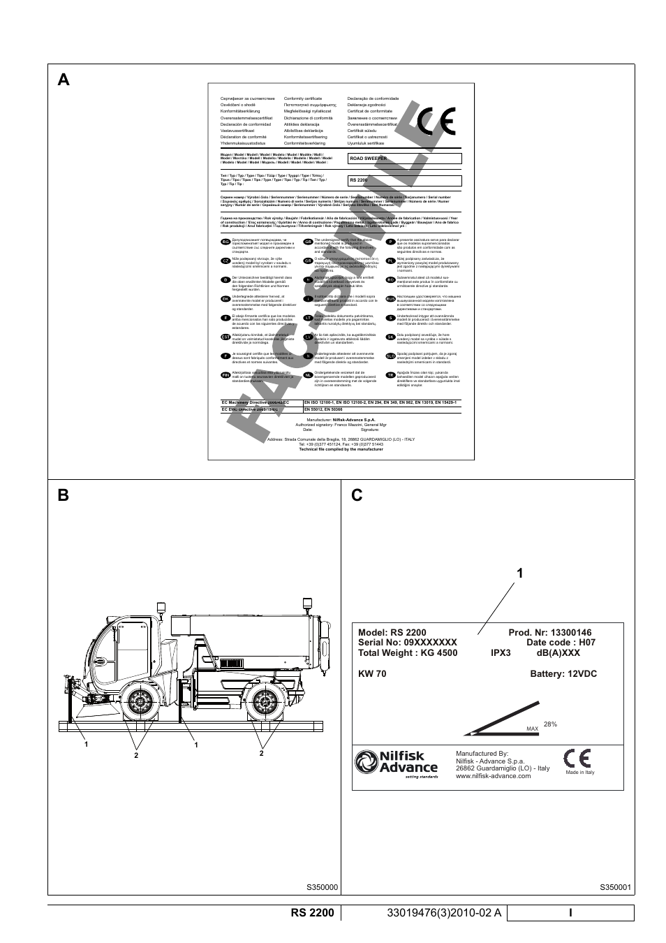 Ab c | Nilfisk-ALTO RS 2200 User Manual | Page 3 / 224