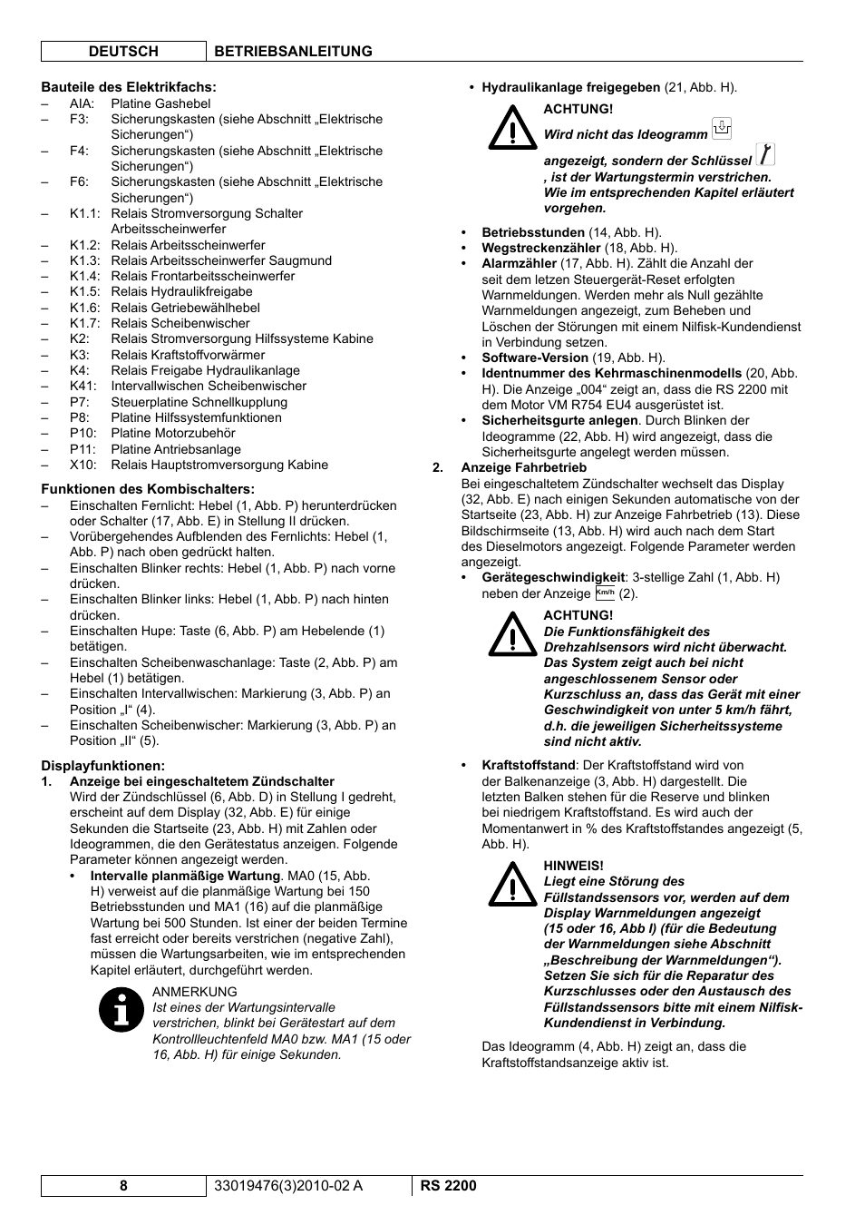 Nilfisk-ALTO RS 2200 User Manual | Page 30 / 224