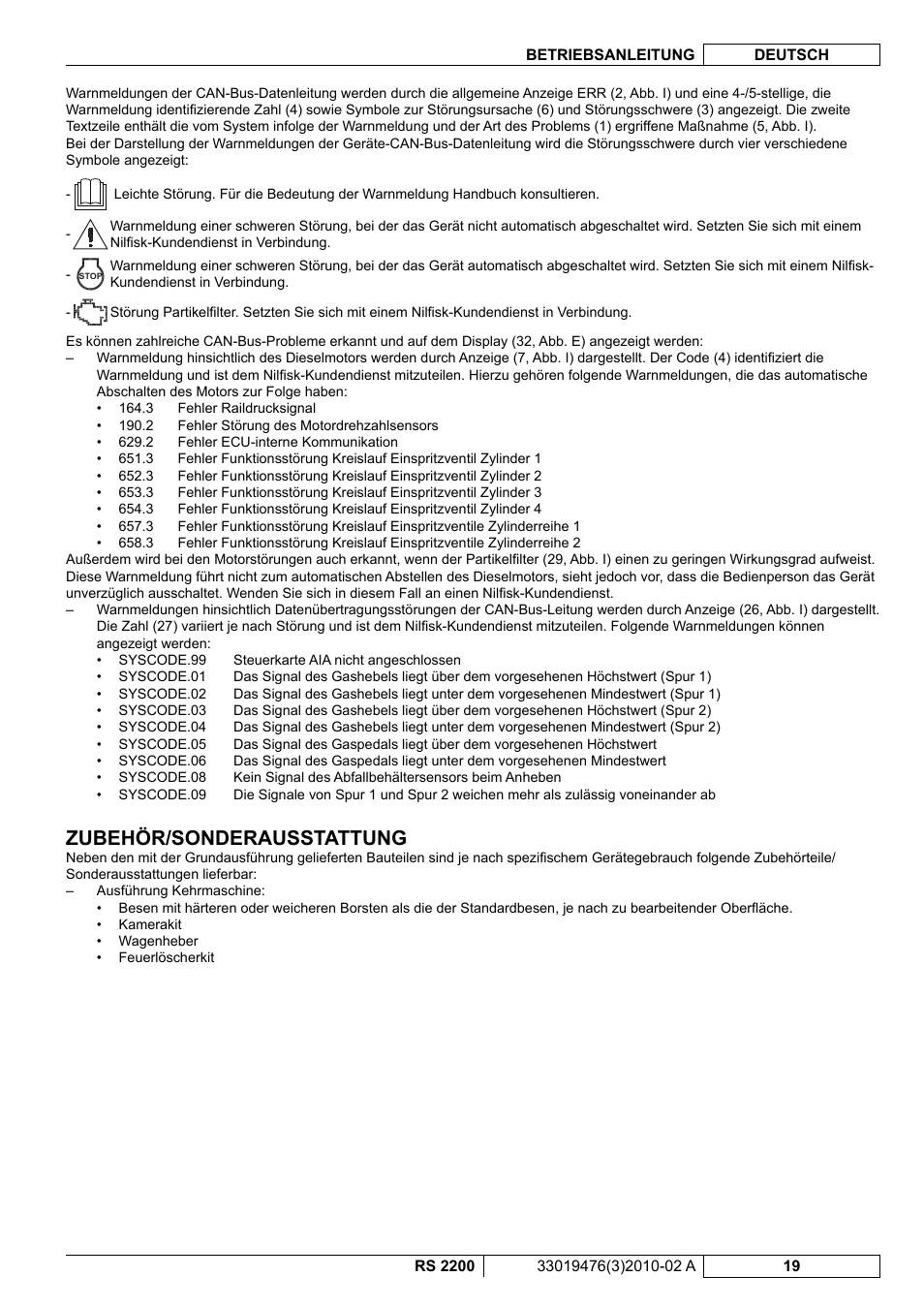 Zubehör/sonderausstattung | Nilfisk-ALTO RS 2200 User Manual | Page 41 / 224