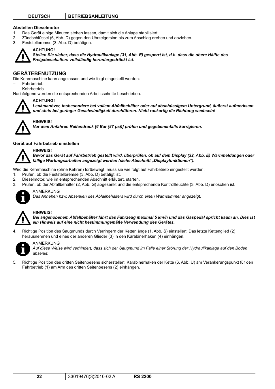 Nilfisk-ALTO RS 2200 User Manual | Page 44 / 224