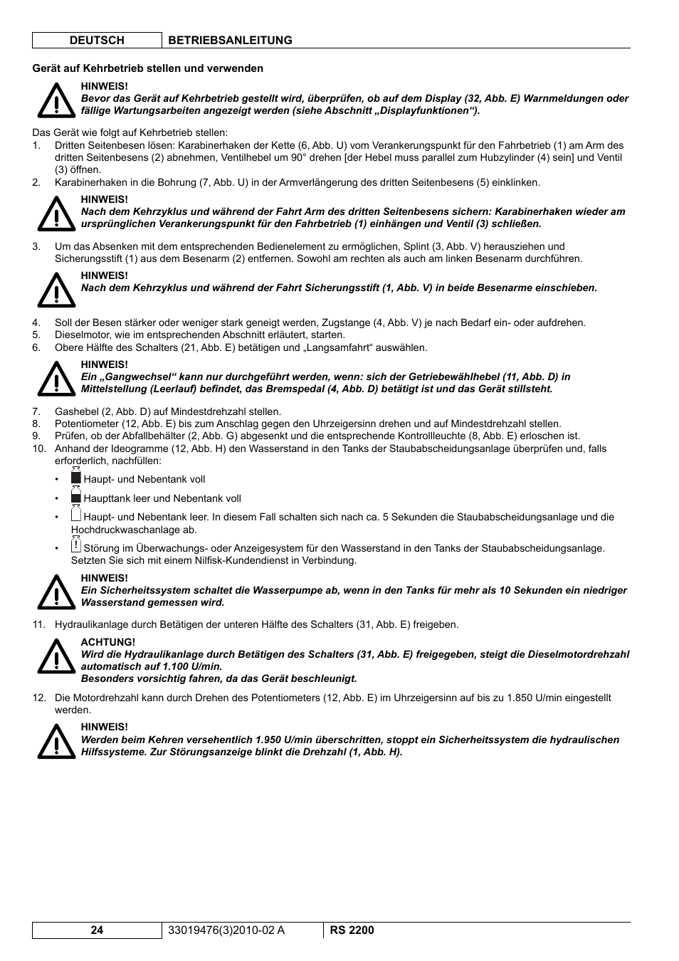 Nilfisk-ALTO RS 2200 User Manual | Page 46 / 224