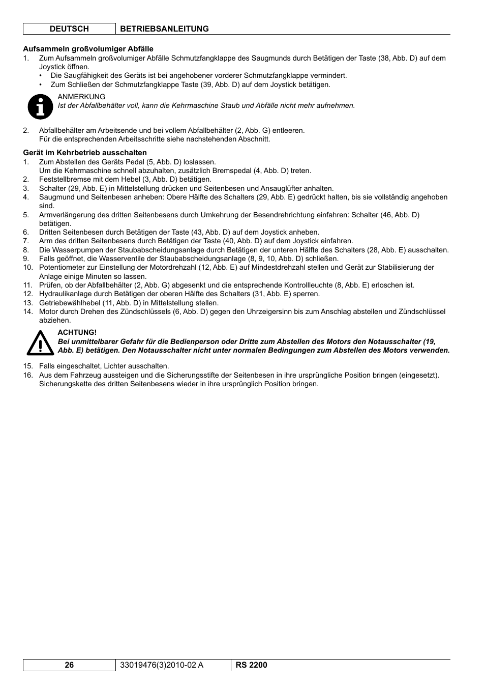 Nilfisk-ALTO RS 2200 User Manual | Page 48 / 224