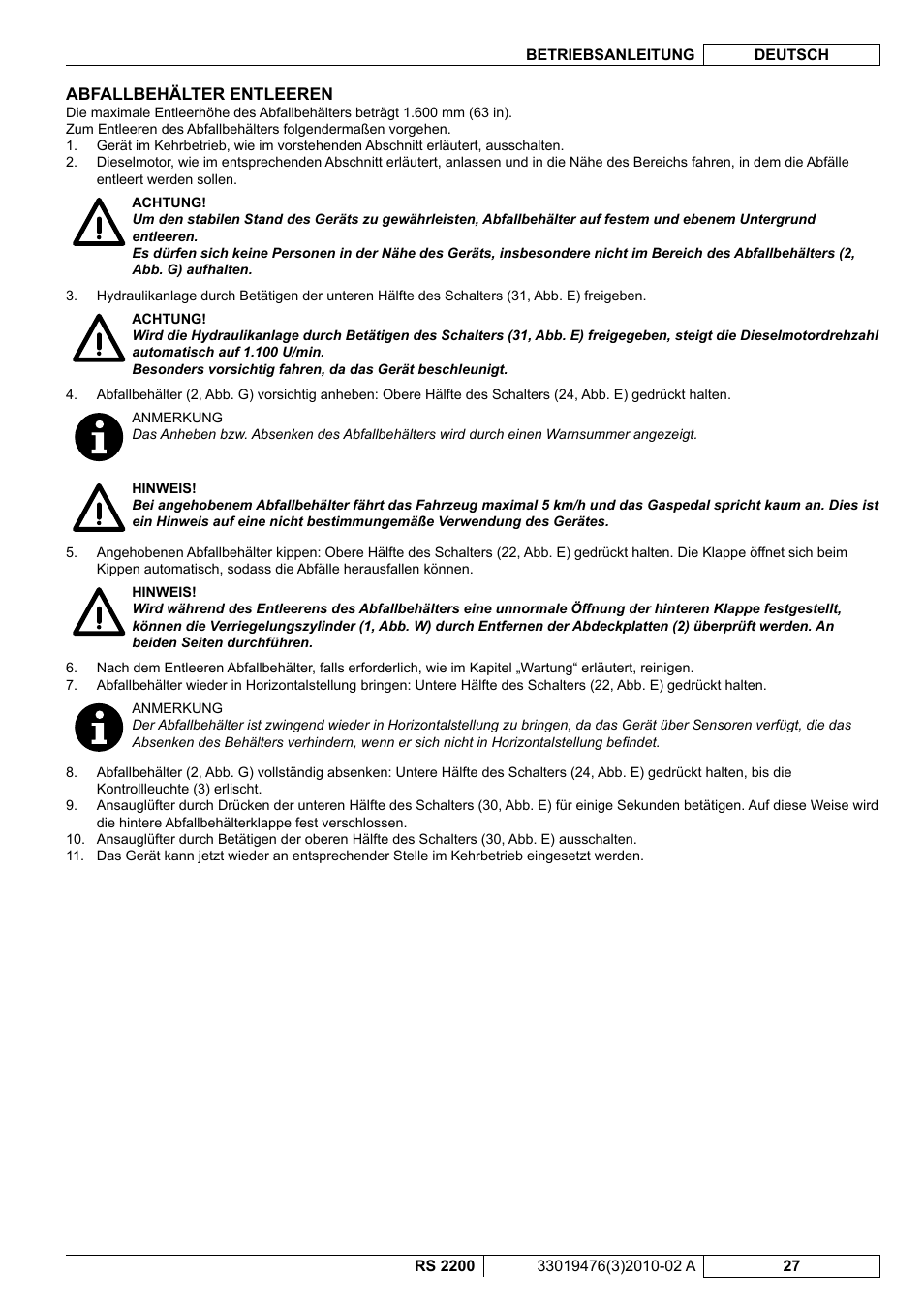Nilfisk-ALTO RS 2200 User Manual | Page 49 / 224