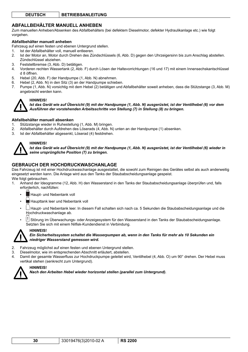 Nilfisk-ALTO RS 2200 User Manual | Page 52 / 224