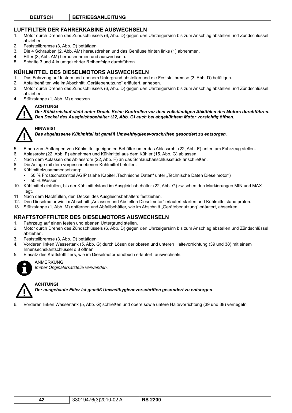 Nilfisk-ALTO RS 2200 User Manual | Page 64 / 224