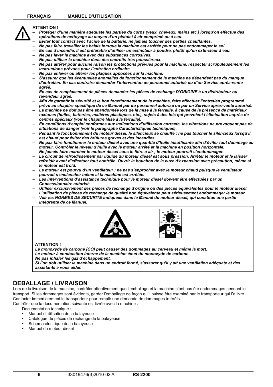 Deballage / livraison | Nilfisk-ALTO RS 2200 User Manual | Page 78 / 224