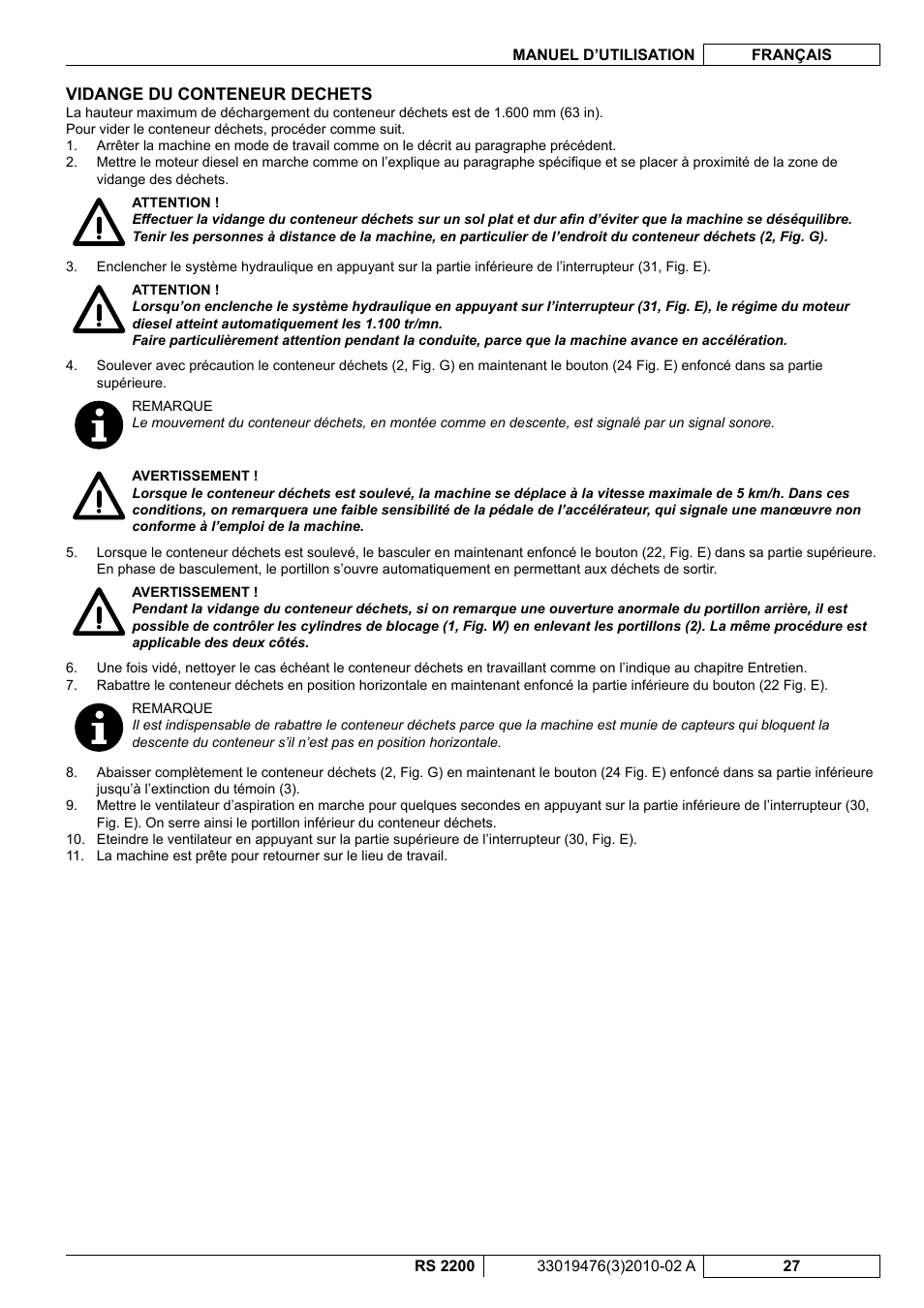 Nilfisk-ALTO RS 2200 User Manual | Page 99 / 224