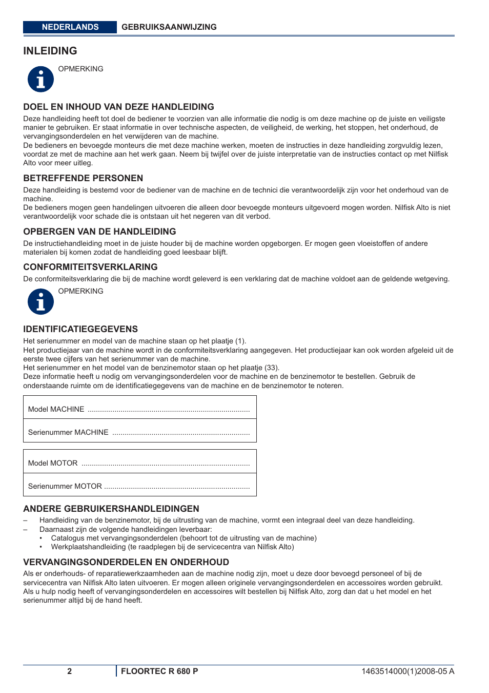 Inleiding | Nilfisk-ALTO R 680 P User Manual | Page 100 / 132