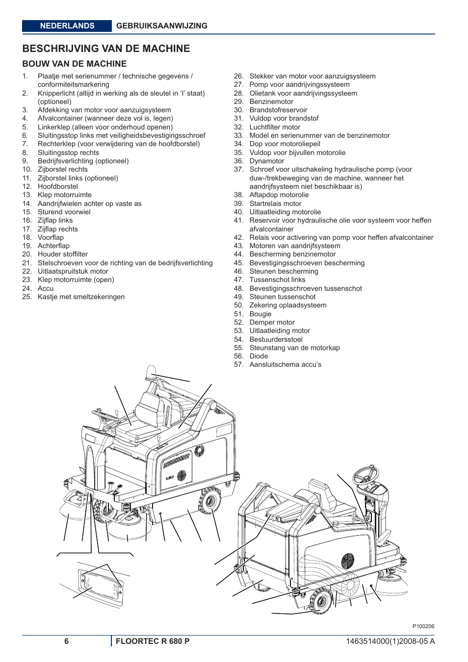 Beschrijving van de machine | Nilfisk-ALTO R 680 P User Manual | Page 104 / 132