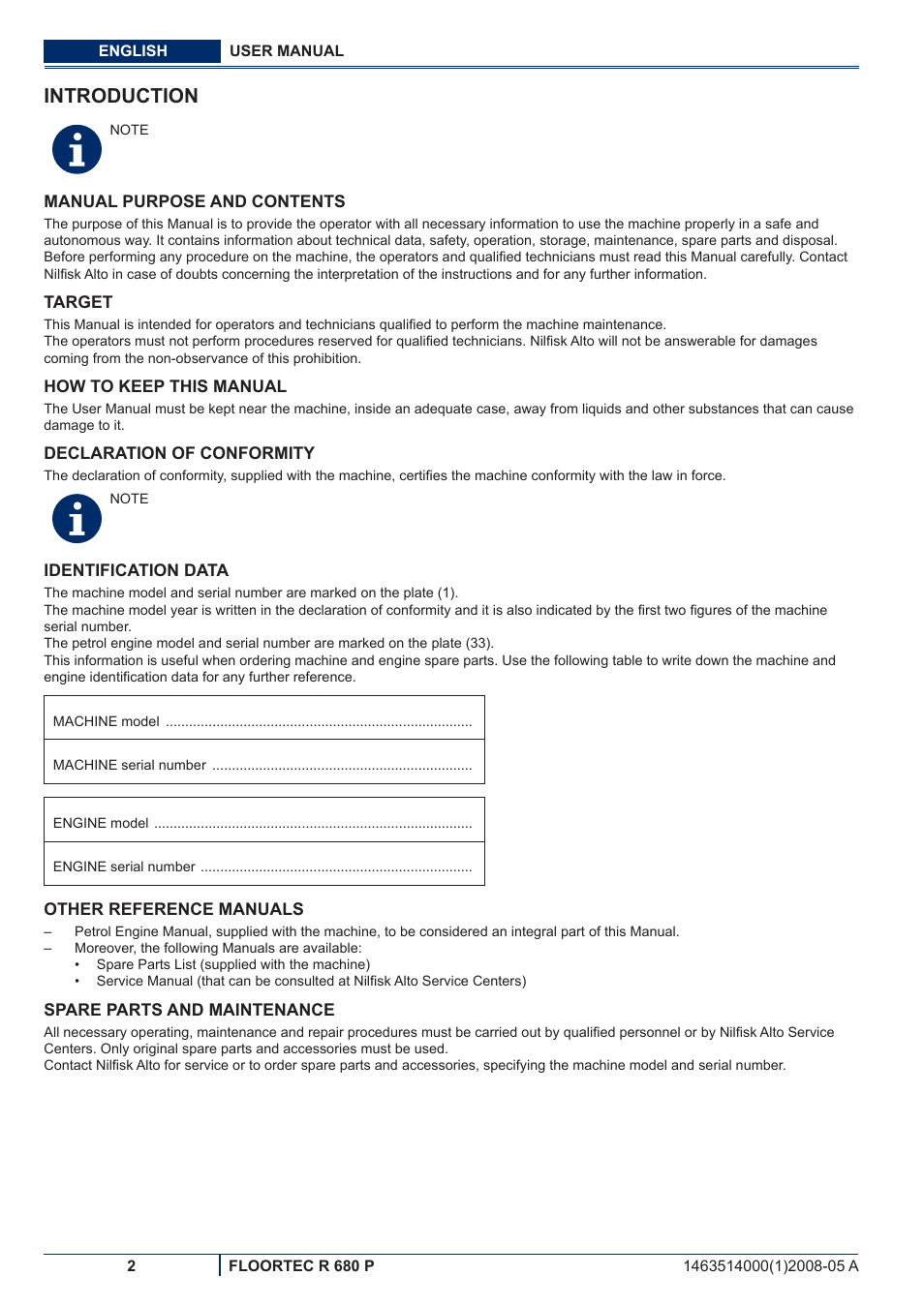 Introduction | Nilfisk-ALTO R 680 P User Manual | Page 68 / 132