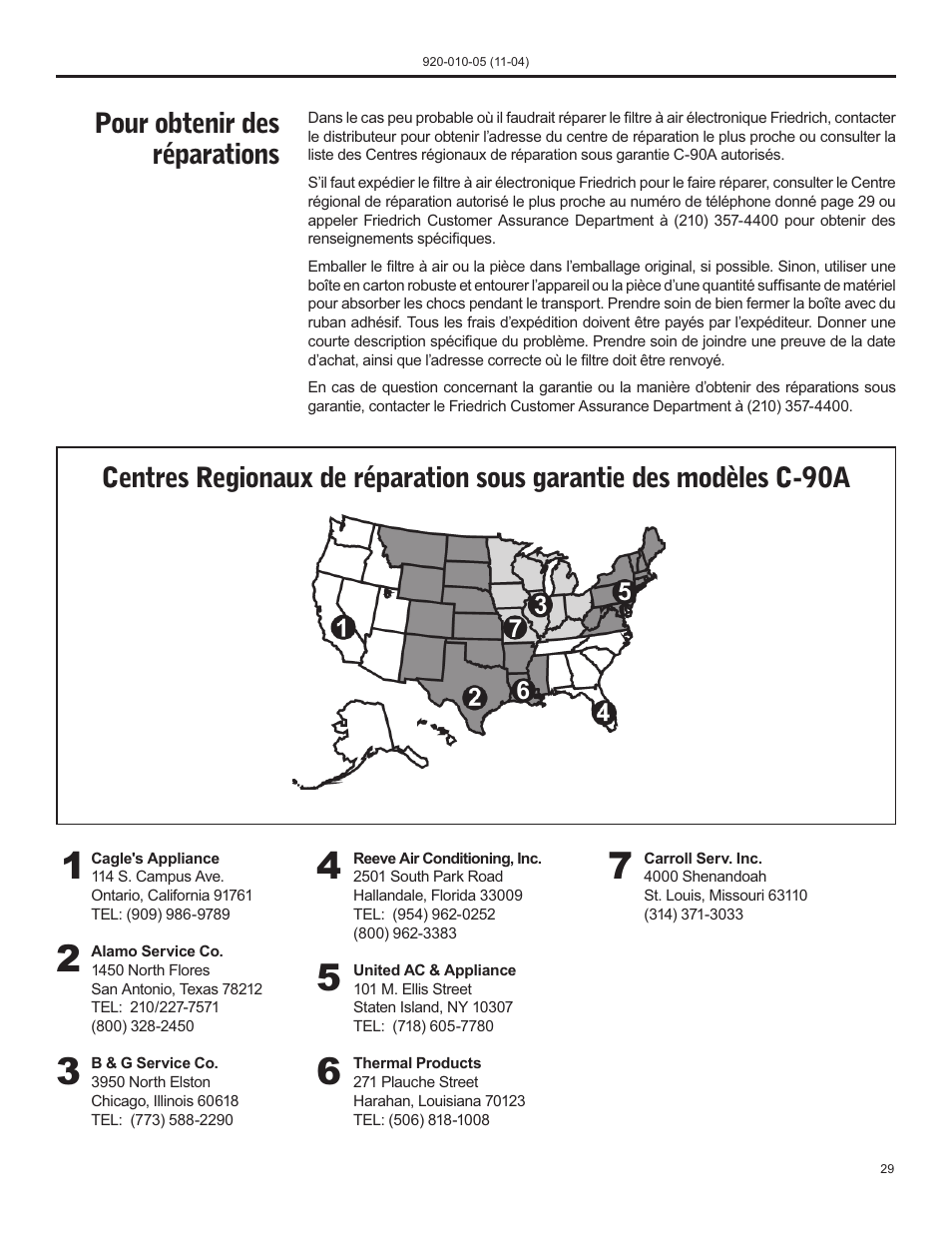 Pour obtenir des réparations | Nilfisk-ALTO C-90A User Manual | Page 29 / 32