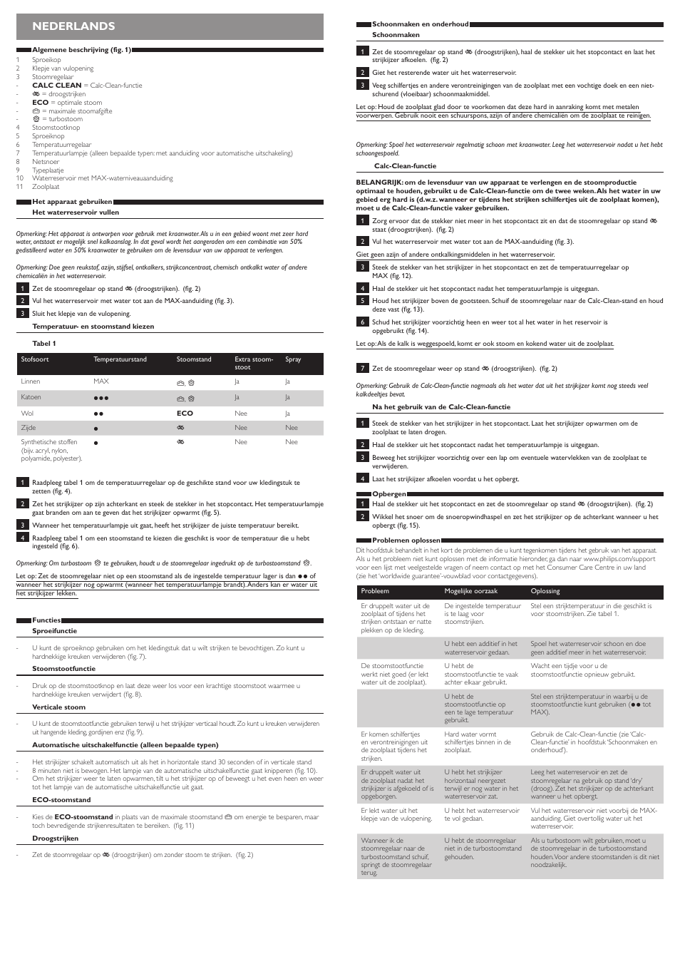 Nederlands | Philips EasySpeed Dampfbügeleisen User Manual | Page 6 / 6