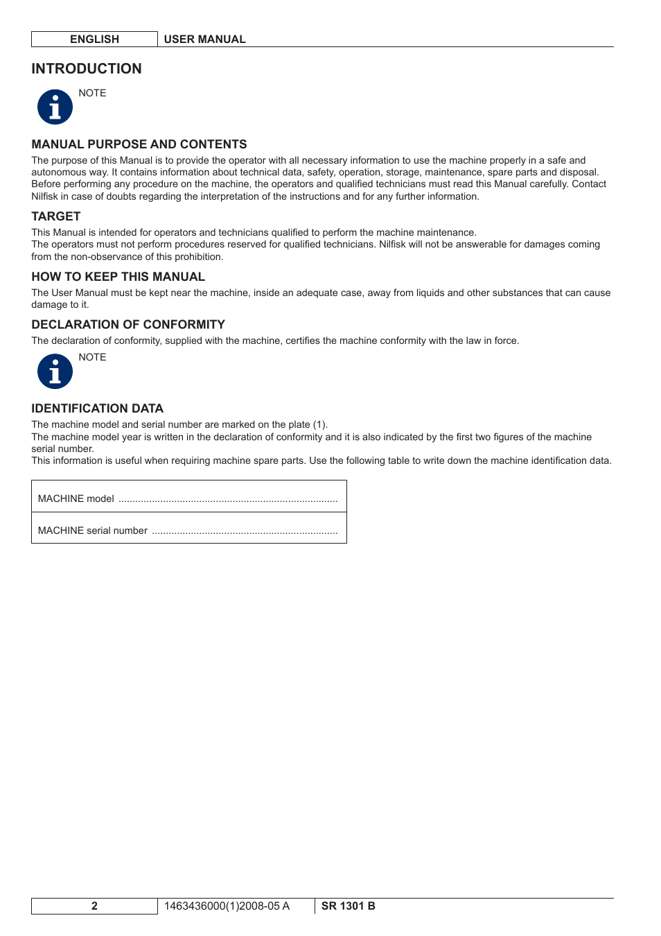 Introduction | Nilfisk-ALTO SR 1301 B User Manual | Page 64 / 124