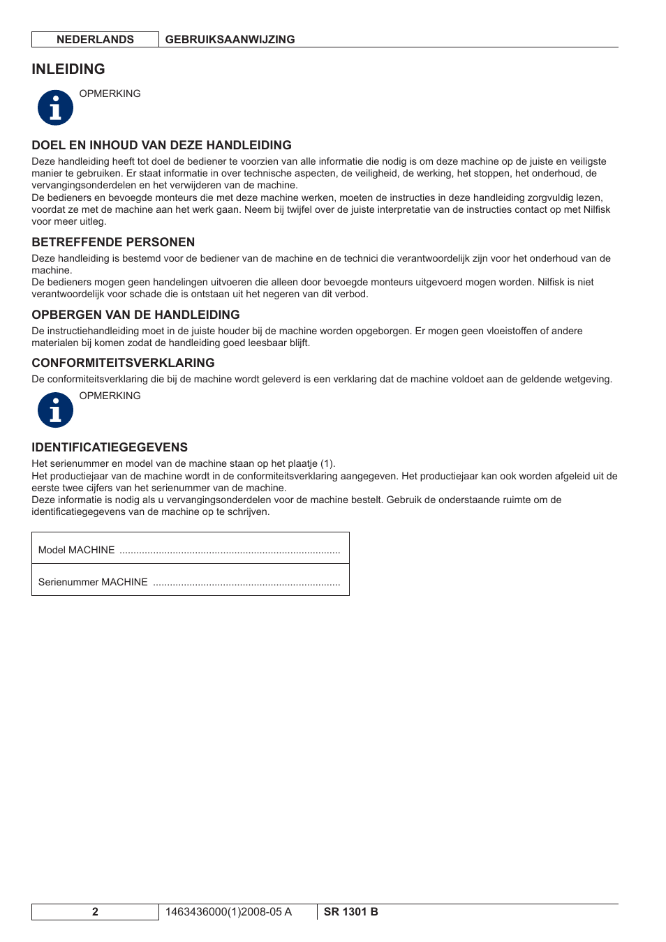 Inleiding | Nilfisk-ALTO SR 1301 B User Manual | Page 94 / 124