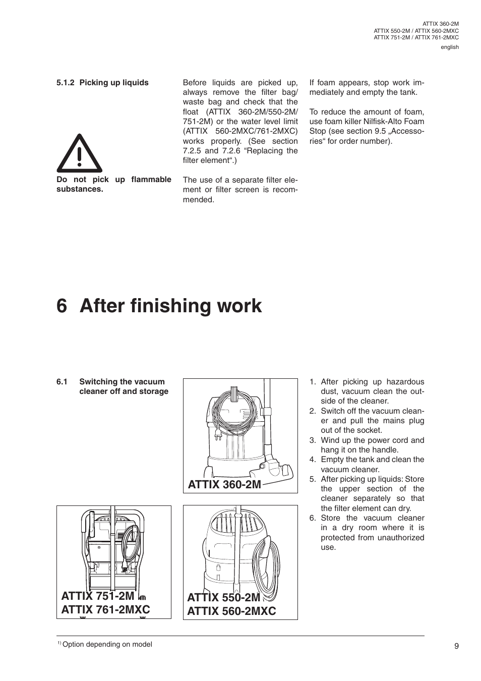 6 after finishing work | Nilfisk-ALTO ATTIX 550-2M User Manual | Page 11 / 18