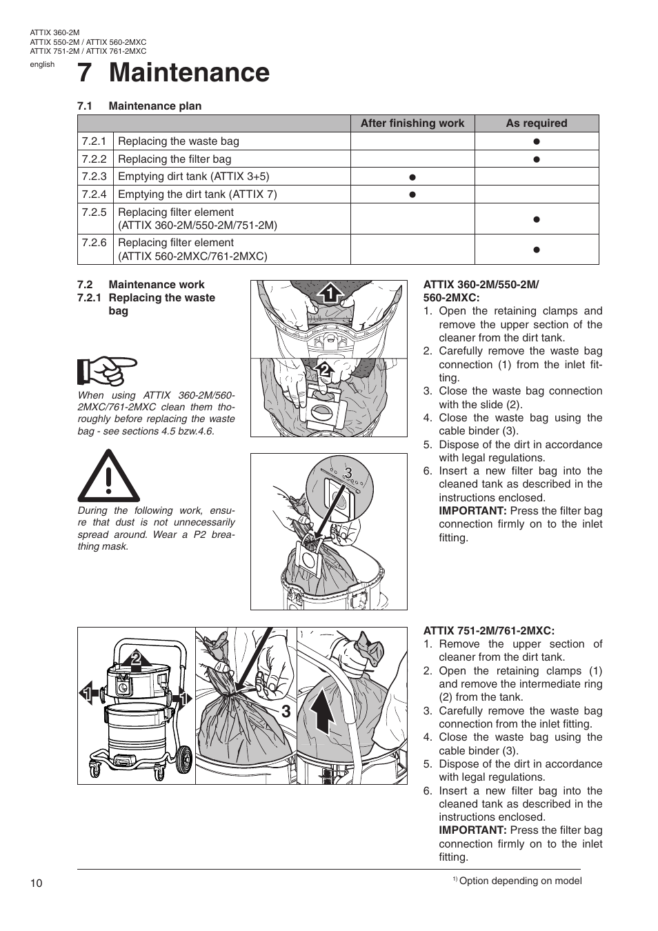 7 maintenance | Nilfisk-ALTO ATTIX 550-2M User Manual | Page 12 / 18