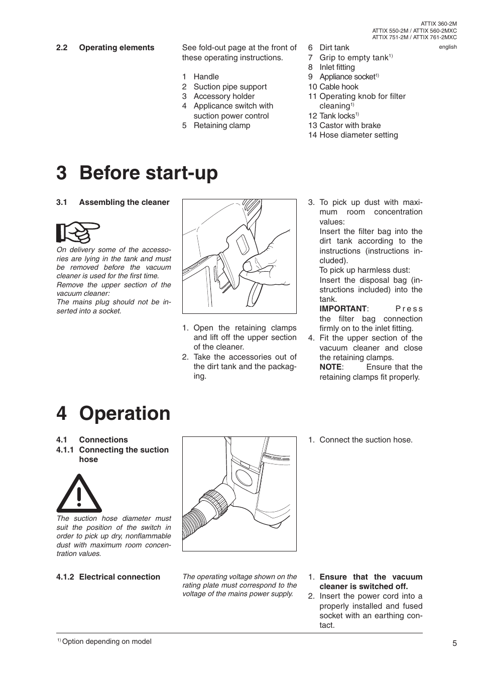 3 before start-up, 4 operation | Nilfisk-ALTO ATTIX 550-2M User Manual | Page 7 / 18