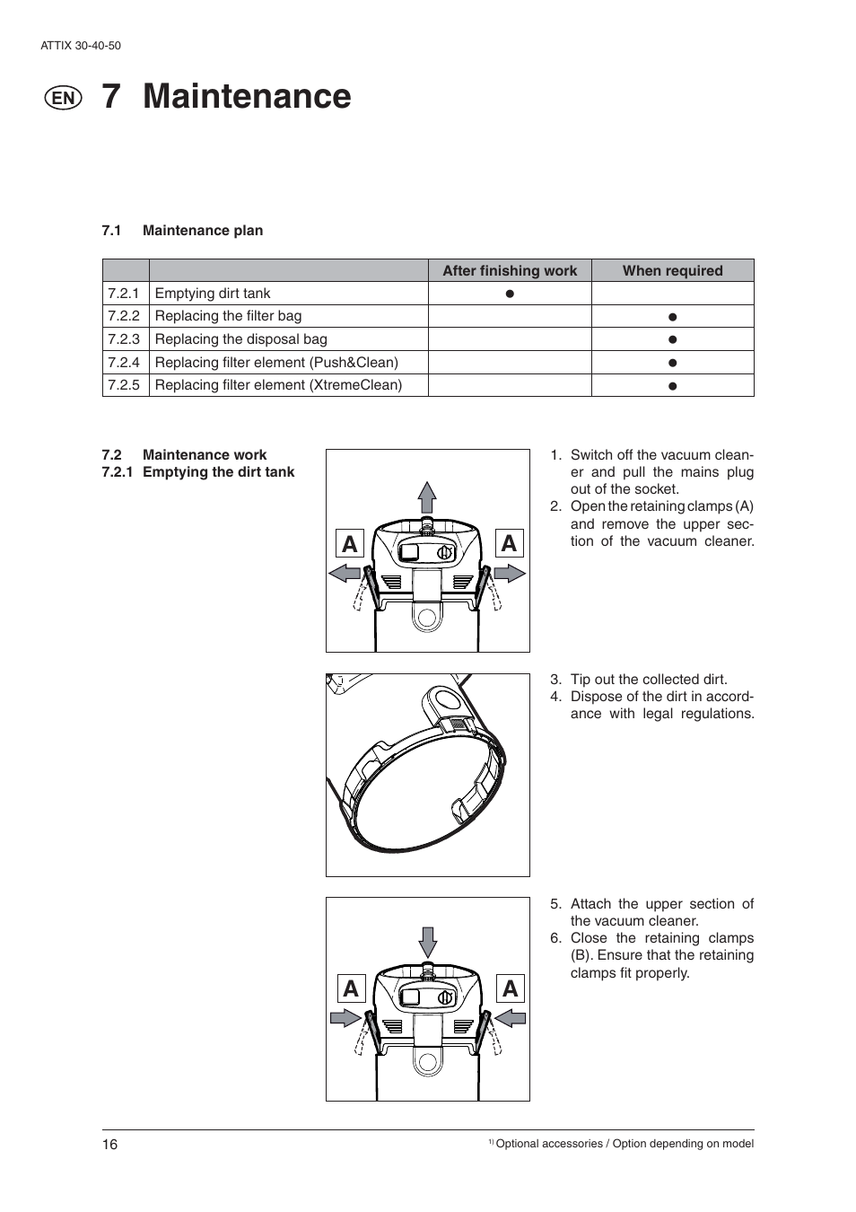 7 maintenance | Nilfisk-ALTO 30/BATT/PC/XC User Manual | Page 18 / 26