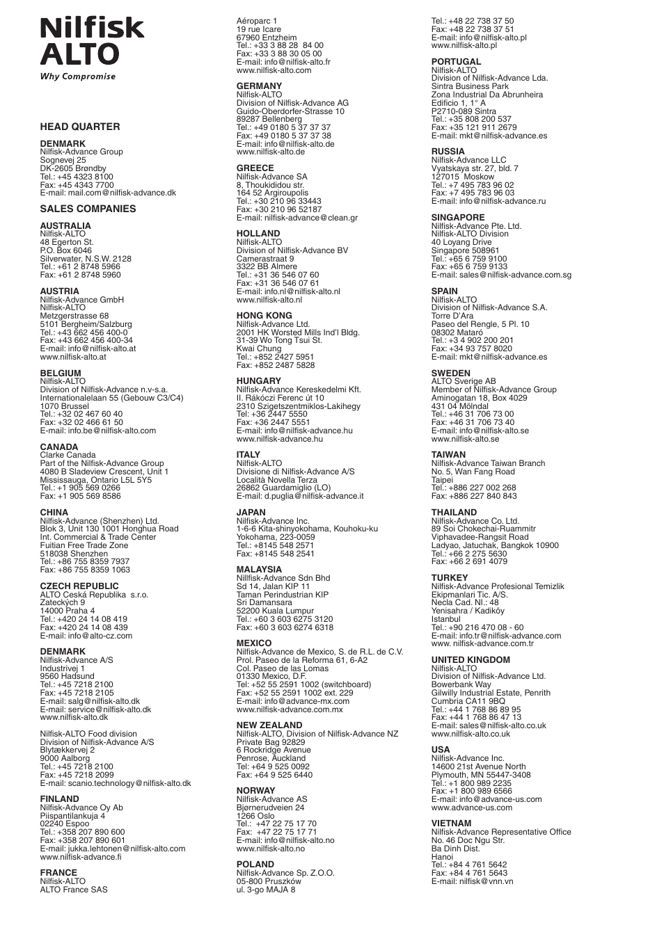 Nilfisk-ALTO 30/BATT/PC/XC User Manual | Page 26 / 26