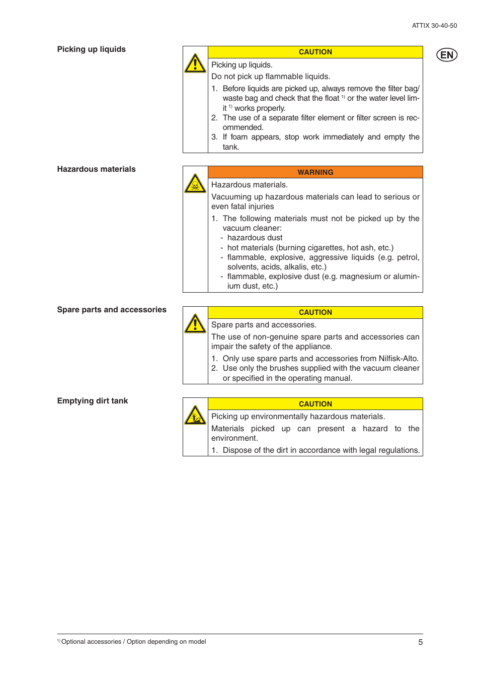 Nilfisk-ALTO 30/BATT/PC/XC User Manual | Page 7 / 26