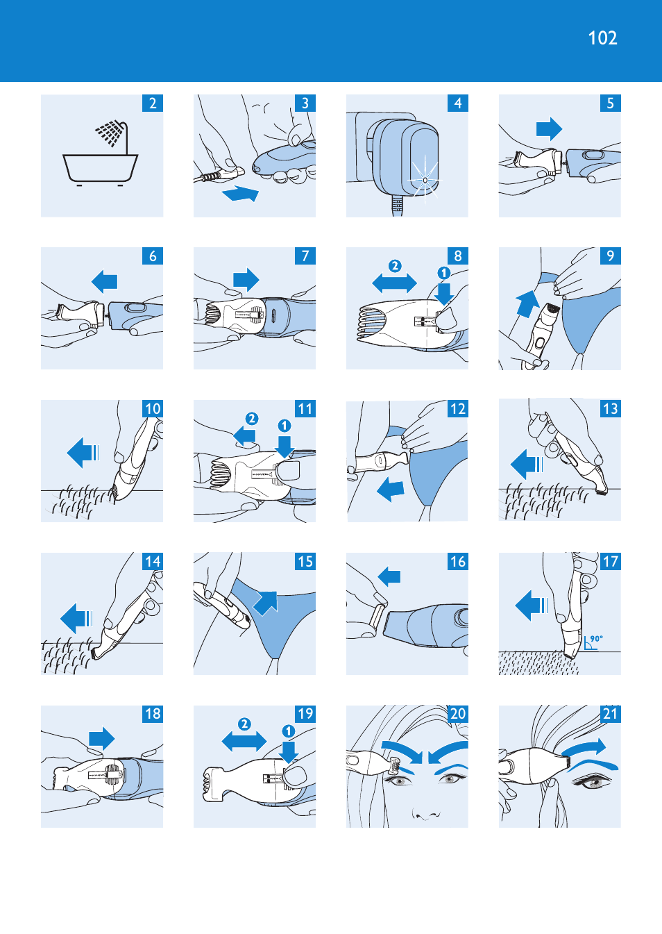 Philips Body Perfect Bikini-Trimmer User Manual | Page 102 / 104