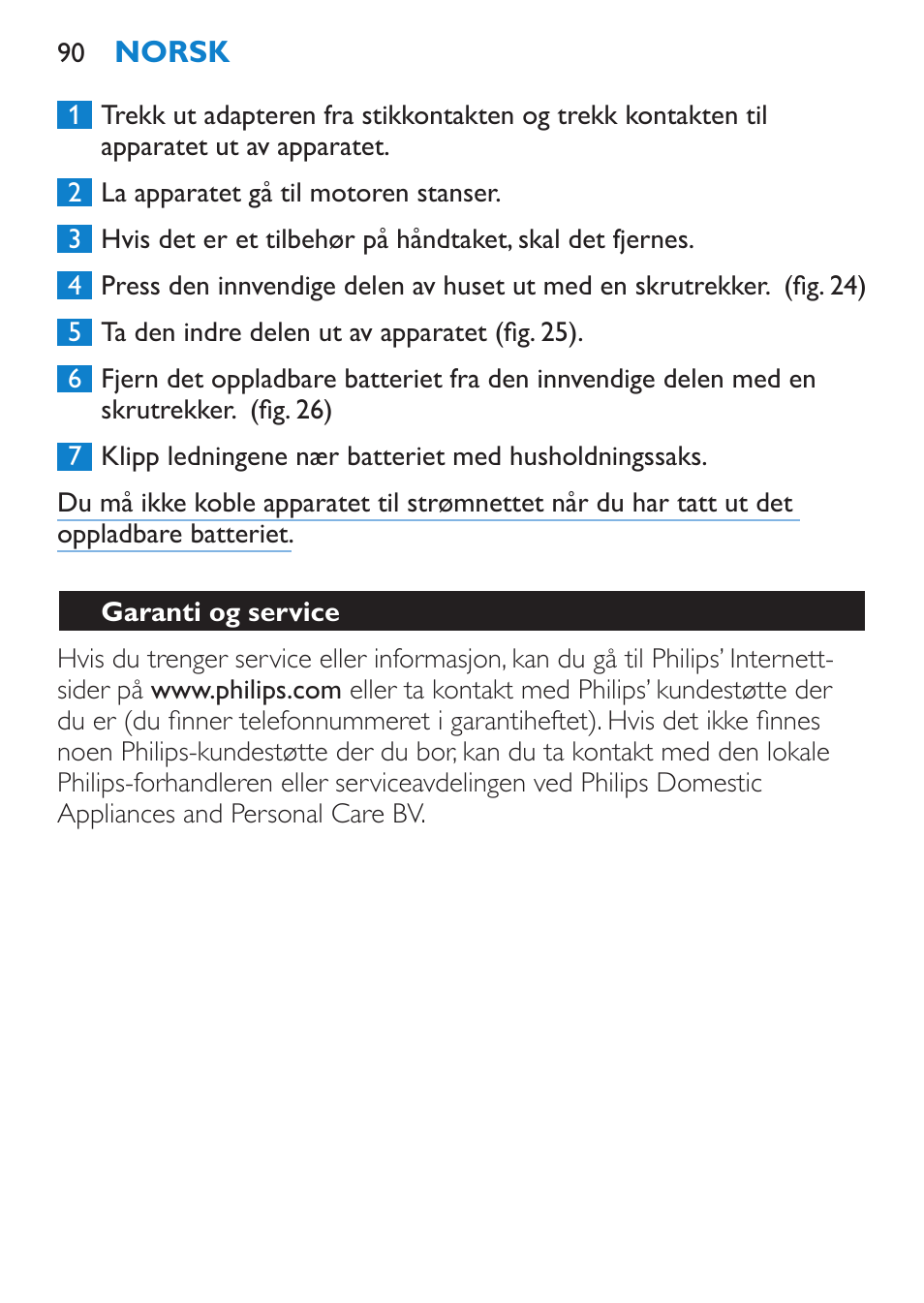 Garanti og service | Philips Body Perfect Bikini-Trimmer User Manual | Page 90 / 104