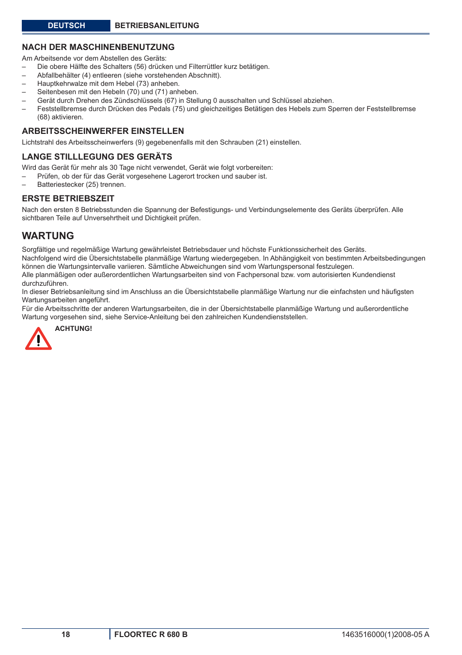 Wartung | Nilfisk-ALTO R 680 B User Manual | Page 20 / 124