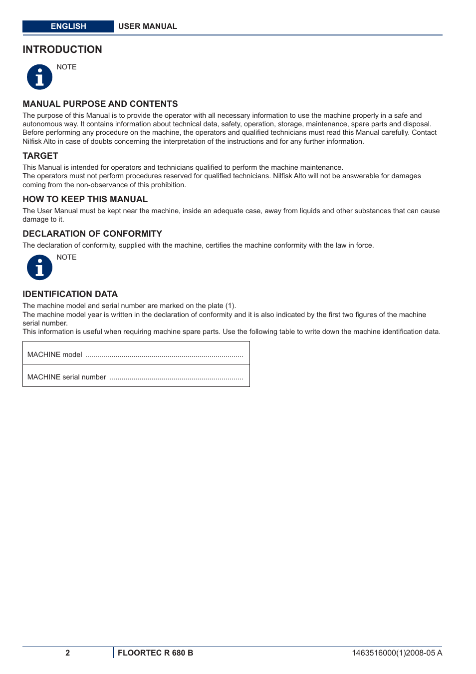 Introduction | Nilfisk-ALTO R 680 B User Manual | Page 64 / 124