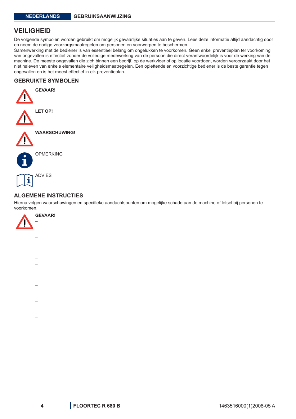 Veiligheid | Nilfisk-ALTO R 680 B User Manual | Page 96 / 124