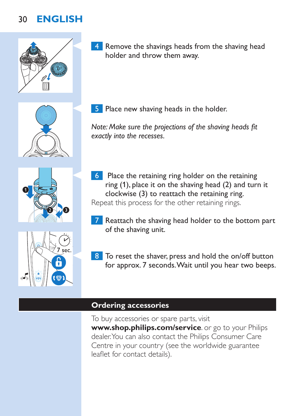 English | Philips SHAVER Series 9000 Nass- und Trockenrasierer User Manual | Page 30 / 158