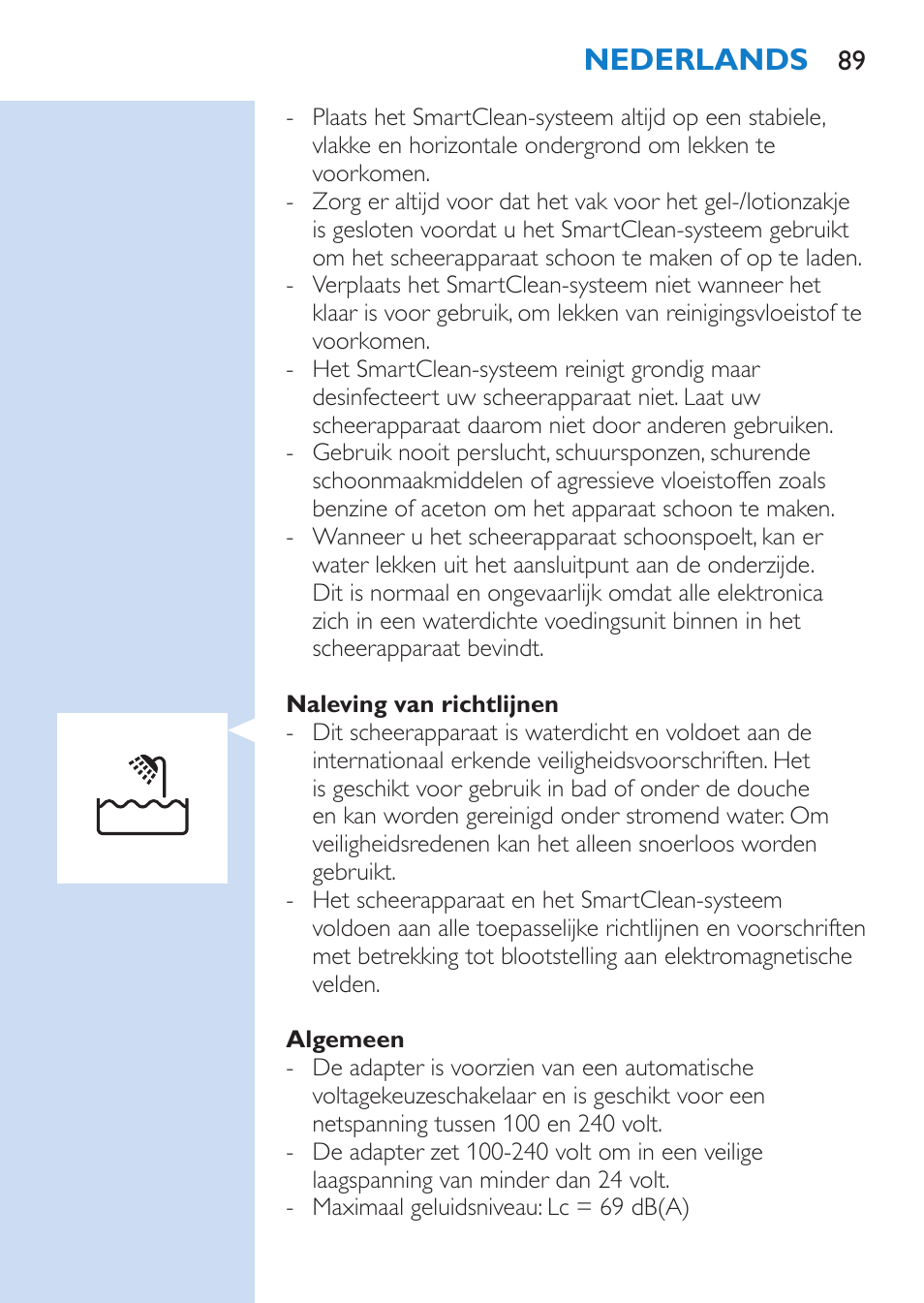 Nederlands | Philips SHAVER Series 9000 Nass- und Trockenrasierer User Manual | Page 89 / 158