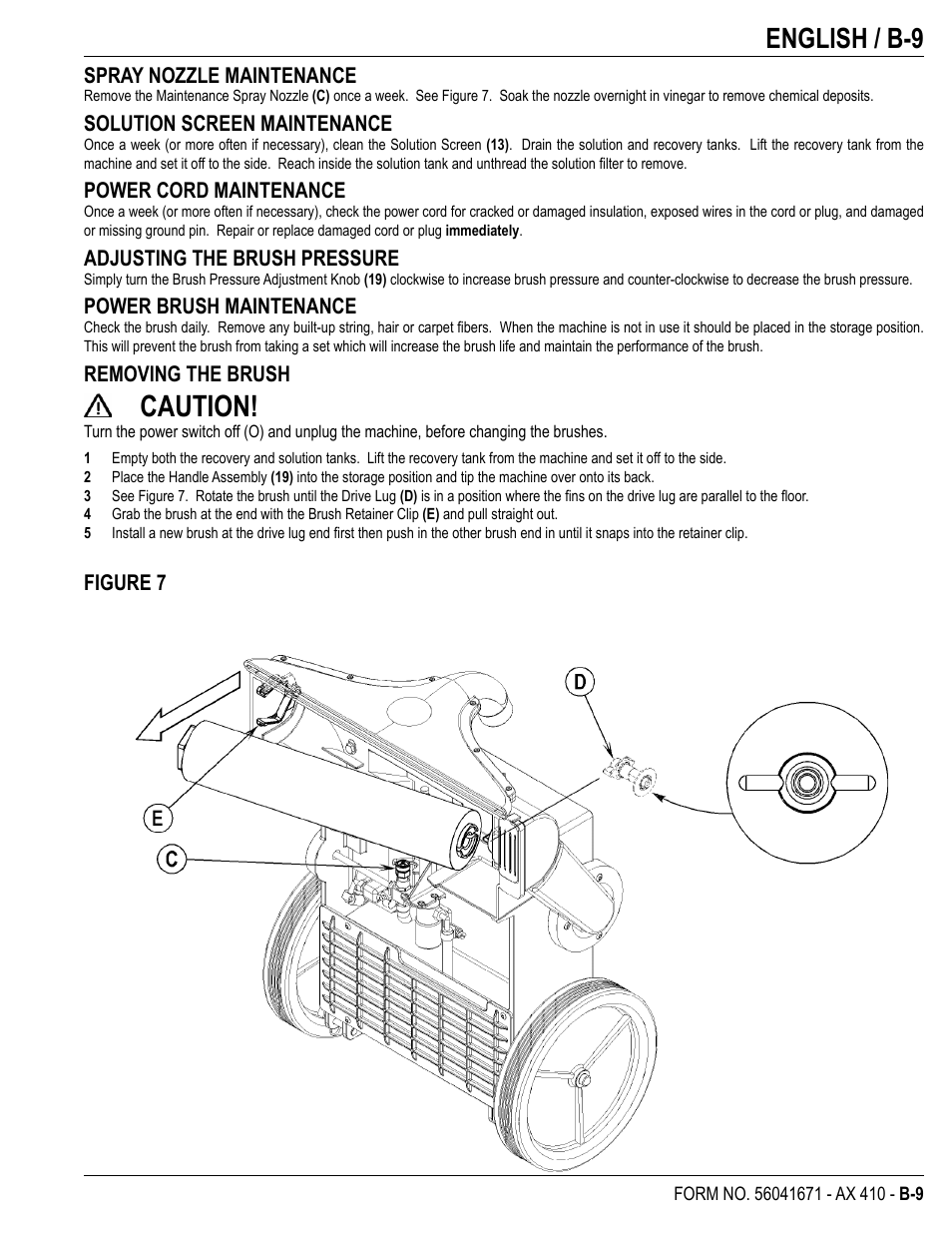 Caution, English / b-9 | Nilfisk-ALTO 56265002 User Manual | Page 23 / 28