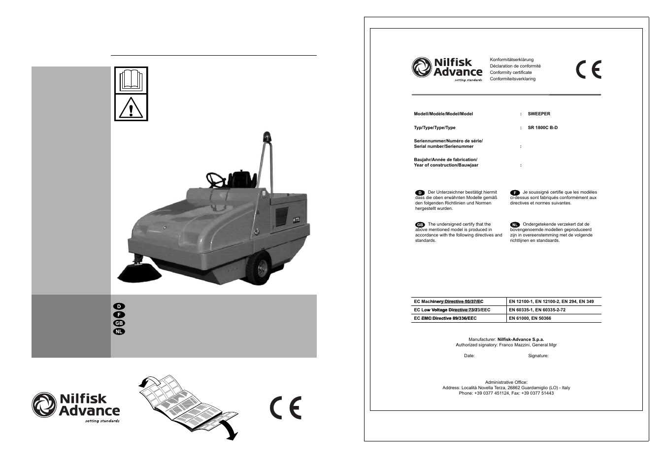 Nilfisk-ALTO SR1800C B-D User Manual | 110 pages