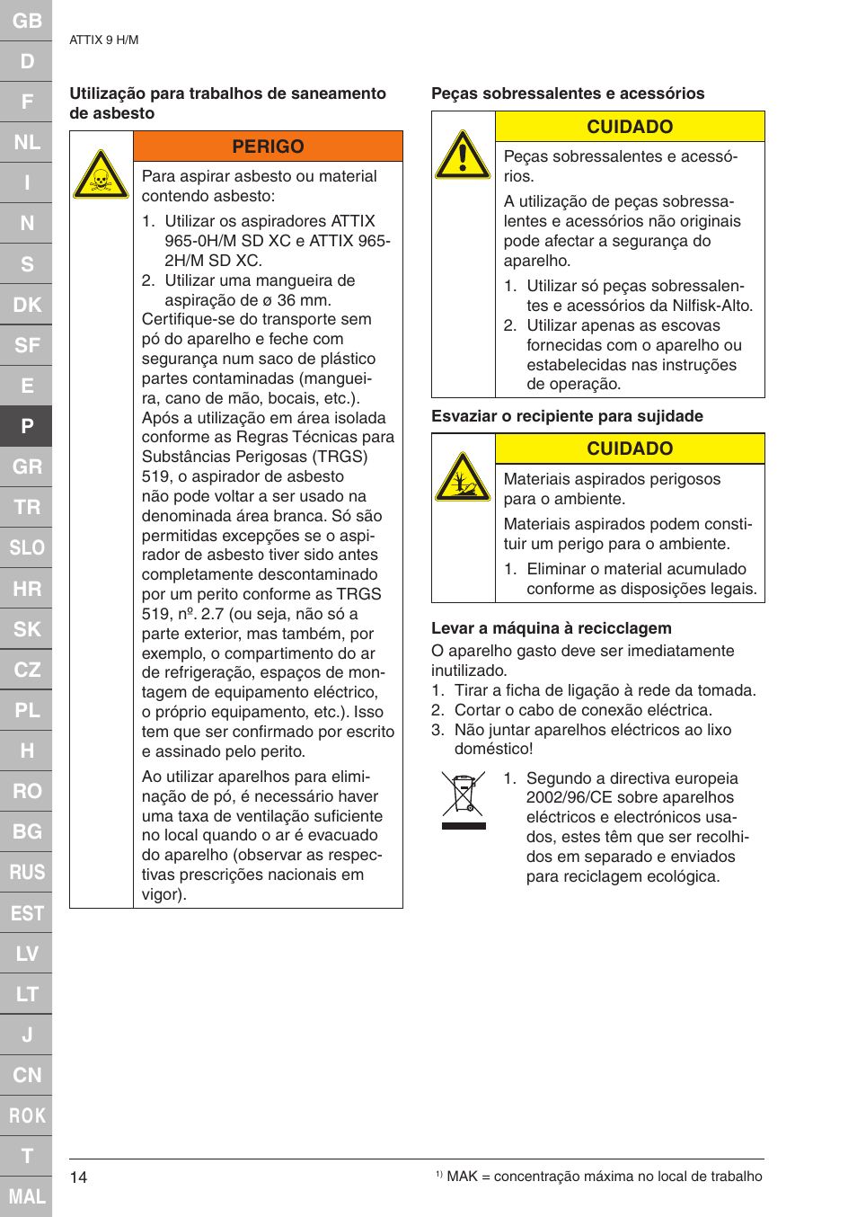 Nilfisk-ALTO 965-0H/M SD XC User Manual | Page 14 / 38