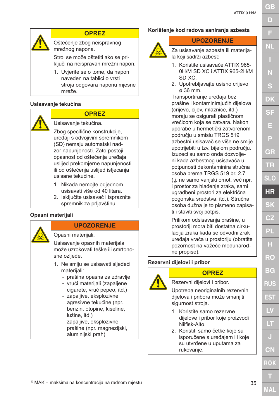 Nilfisk-ALTO 965-0H/M SD XC User Manual | Page 35 / 38