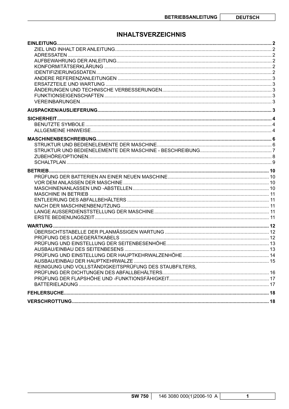 Nilfisk-ALTO SW 750 User Manual | Page 3 / 76