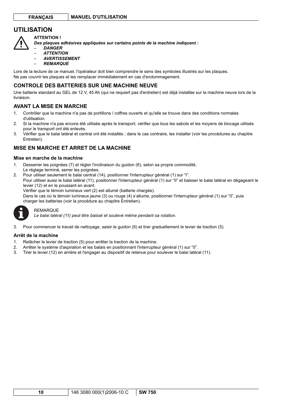 Utilisation | Nilfisk-ALTO SW 750 User Manual | Page 30 / 76