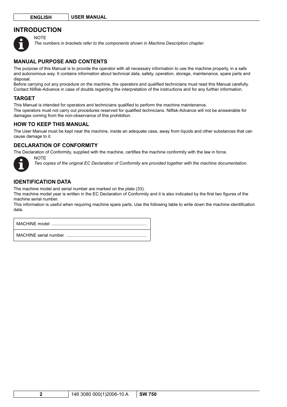 Introduction | Nilfisk-ALTO SW 750 User Manual | Page 40 / 76