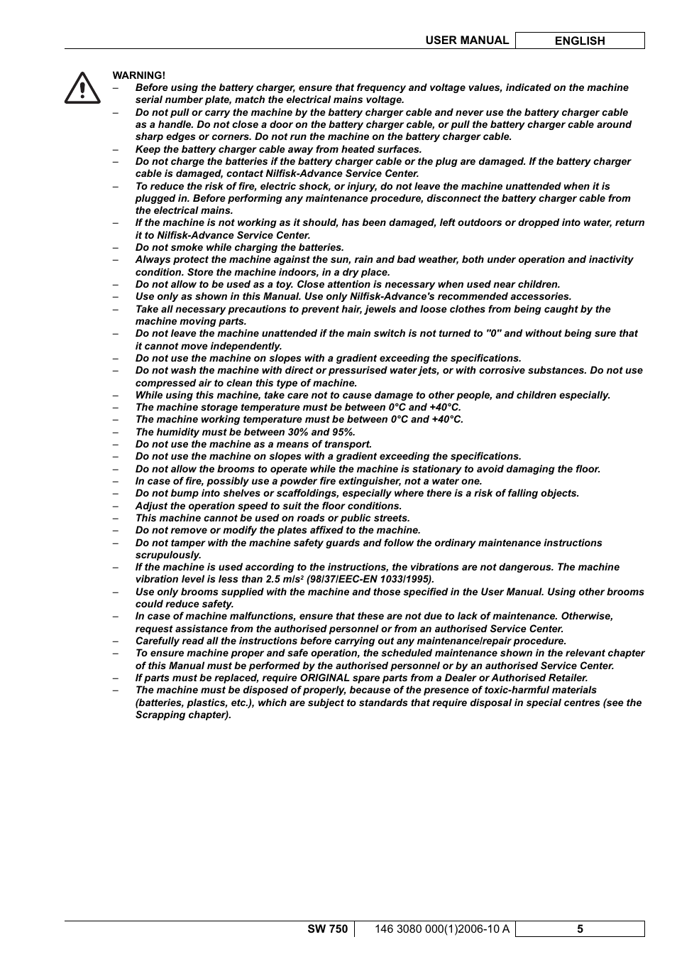 Nilfisk-ALTO SW 750 User Manual | Page 43 / 76