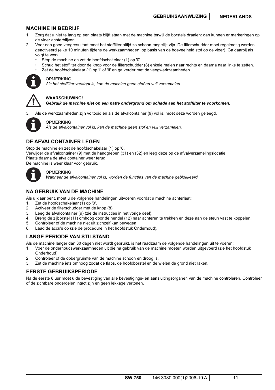 Nilfisk-ALTO SW 750 User Manual | Page 67 / 76