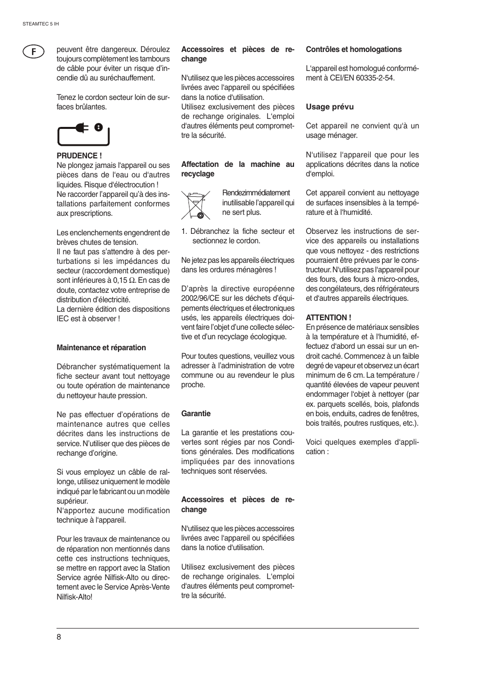 Nilfisk-ALTO STEAMTEC 5 IH User Manual | Page 10 / 72