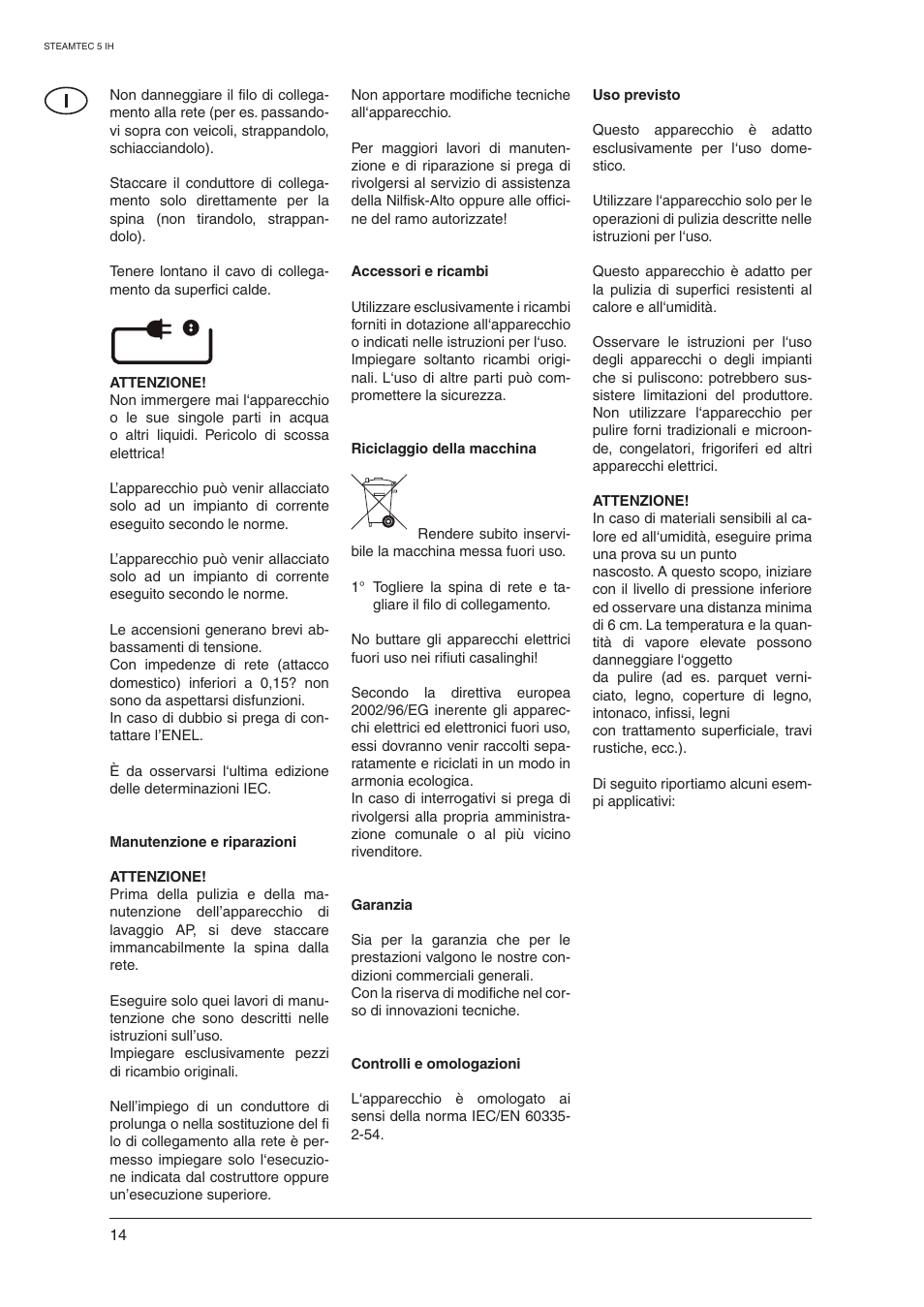Nilfisk-ALTO STEAMTEC 5 IH User Manual | Page 16 / 72