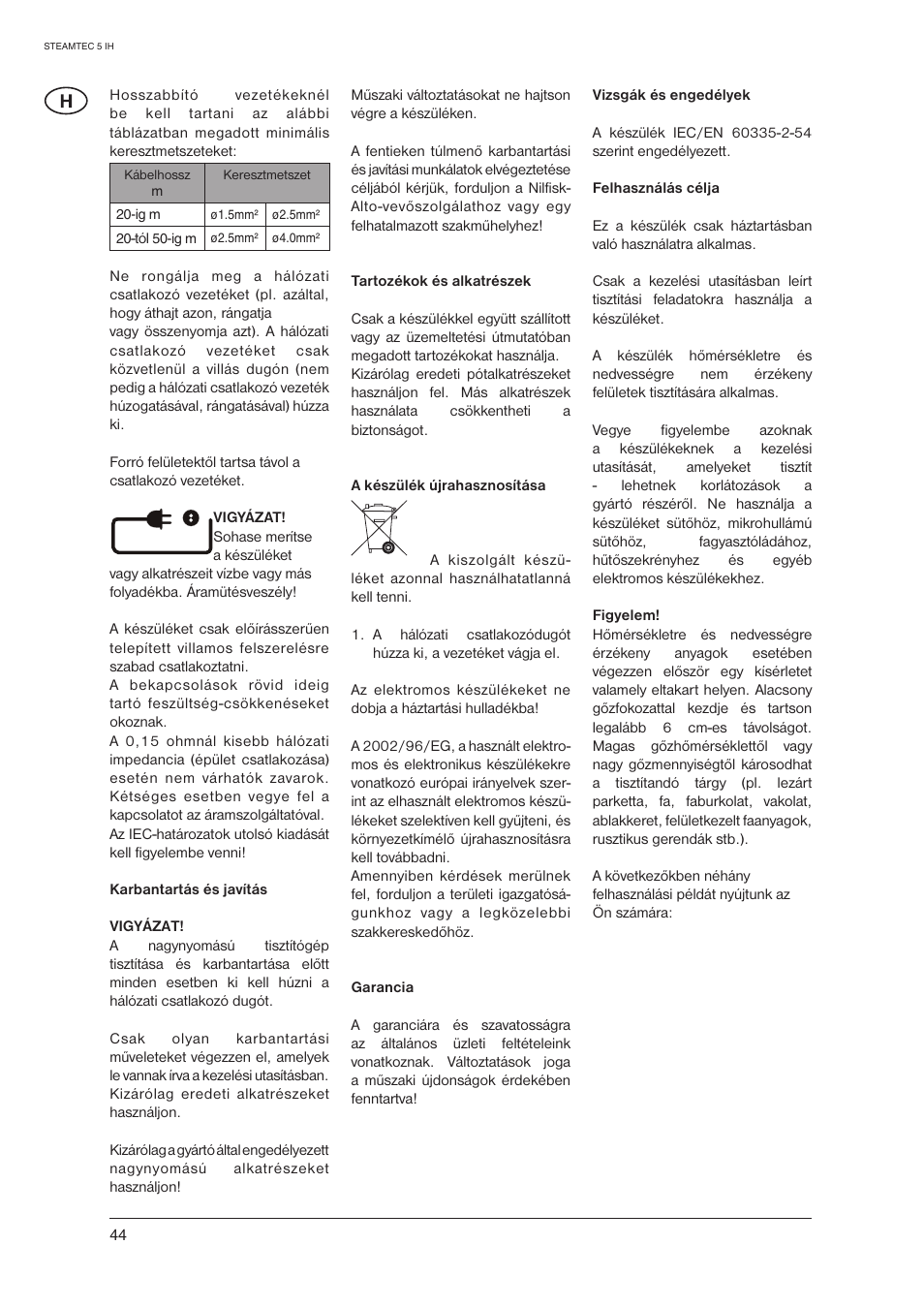 Nilfisk-ALTO STEAMTEC 5 IH User Manual | Page 46 / 72