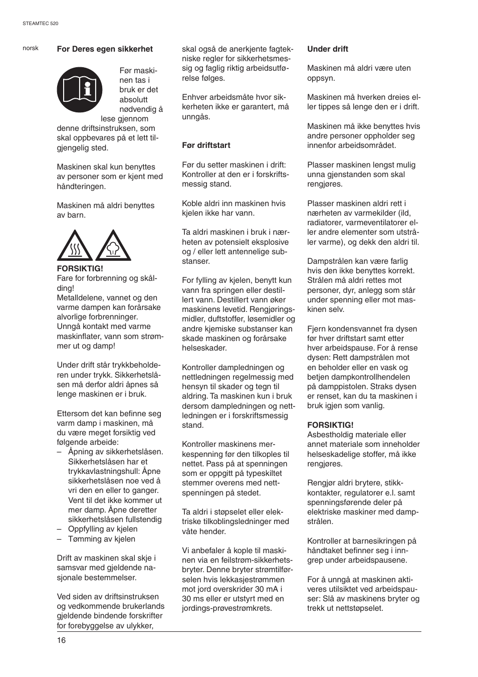 Nilfisk-ALTO STEAMTEC 520 User Manual | Page 18 / 81