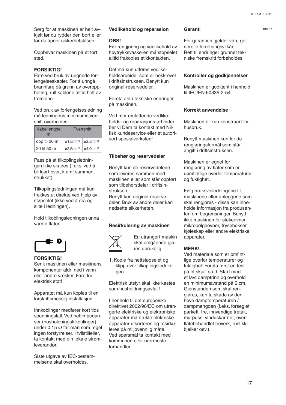 Nilfisk-ALTO STEAMTEC 520 User Manual | Page 19 / 81