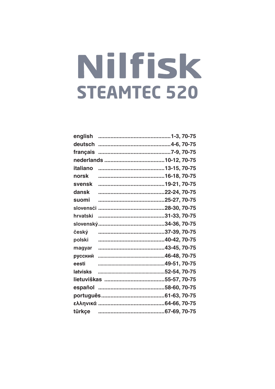Steamtec 520 | Nilfisk-ALTO STEAMTEC 520 User Manual | Page 2 / 81